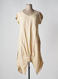 Robe mi-longue manches courtes manches courtes beige EXELLE femme