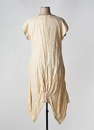 Robe mi-longue manches courtes manches courtes beige EXELLE femme