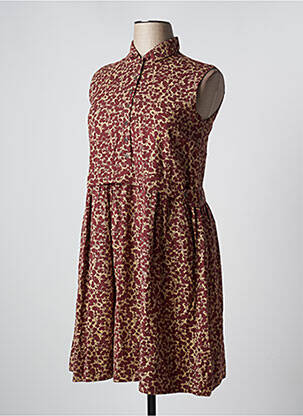 Robe mi-longue imprimé fleurs sans manche marron VINTAGE POESY femme
