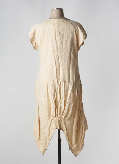 Robe mi-longue manches courtes manches courtes beige EXELLE femme