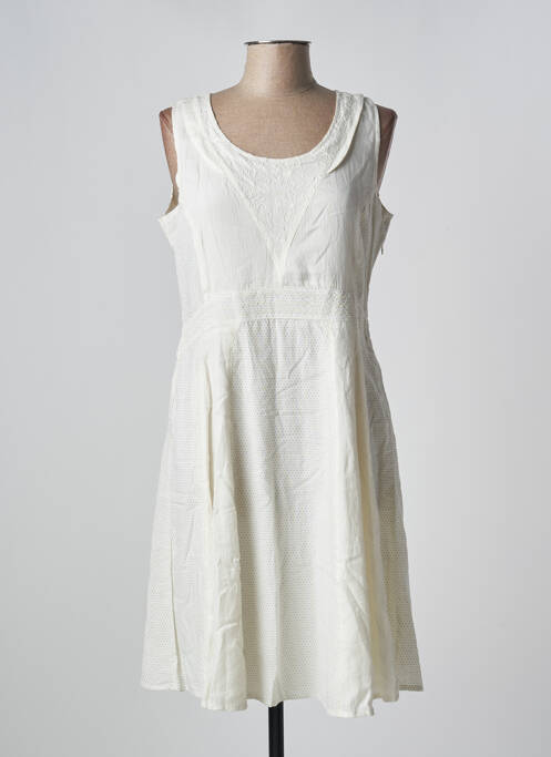 Robe mi-longue blanc MAIS IL EST OU LE SOLEIL pour femme