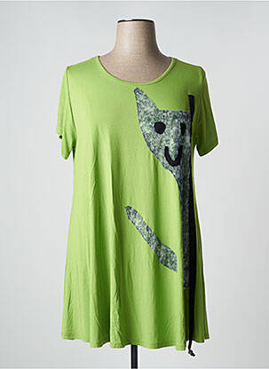 Tunique manches courtes tissage jersey vert POISSONS BLANCS femme