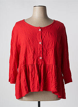 Top col rond manches 3/4 rouge G!OZE femme