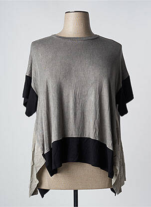 Top tissage jersey manches courtes gris ALEMBIKA femme