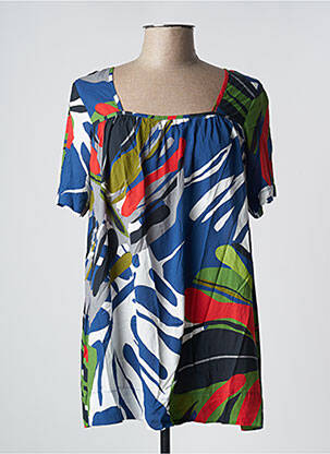Blouse imprimé fleurs manches courtes bleu G!OZE femme