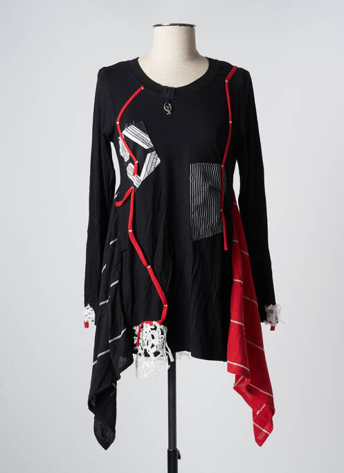 Tunique manches longues noir POISSON B pour femme
