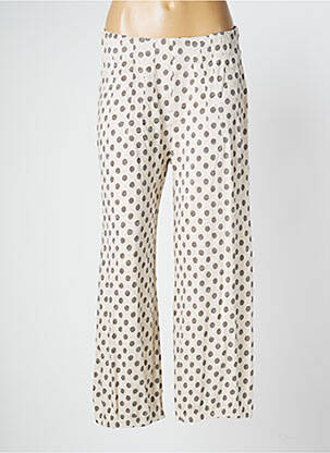 Pantalon large fermeture zip latéral taille normale beige KOKOMARINA femme