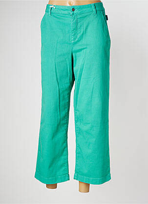 Pantalon large fermeture zippée sous rabat boutonné taille normale vert TRANQUILLO femme