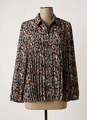 Chemisier imprimé fleurs manches longues noir I.CODE (By IKKS) femme