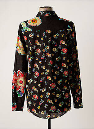 Chemisier imprimé fleurs manches longues noir DESIGUAL femme