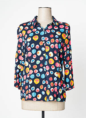 Chemisier coupe cintrée manches 3/4 bleu GEVANA femme