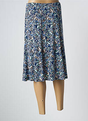 Jupe mi-longue stretch bleu GEVANA femme