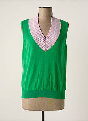 Pull finition bords-côtes sans manche vert WEILL femme