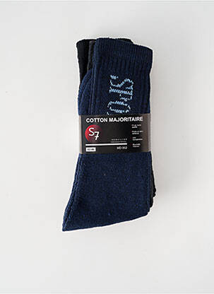 Chaussettes tissage chiné bleu S 7 homme