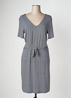 Robe mi-longue manches courtes manches courtes bleu MAE MAHE femme
