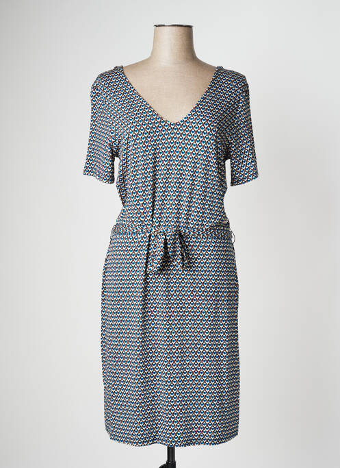 Robe mi-longue manches courtes manches courtes bleu MAE MAHE femme