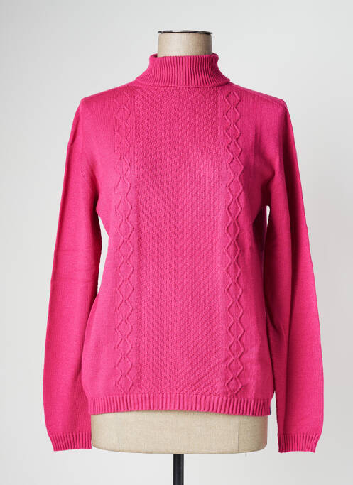 Pull col roulé rose TELMAIL pour femme