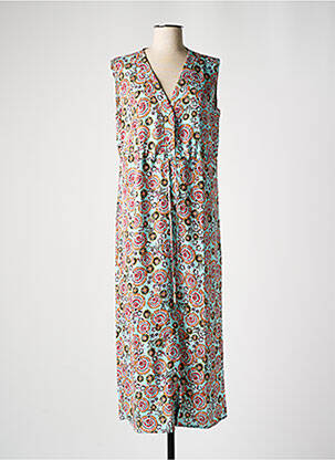 Robe longue imprimé fleurs sans manche bleu SIGNE NATURE femme