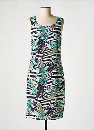Robe mi-longue tissage crêpe sans manche vert K-DESIGN femme