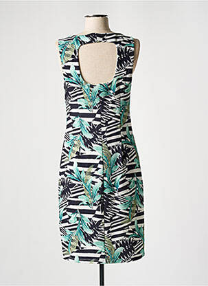 Robe mi-longue tissage crêpe sans manche vert K-DESIGN femme