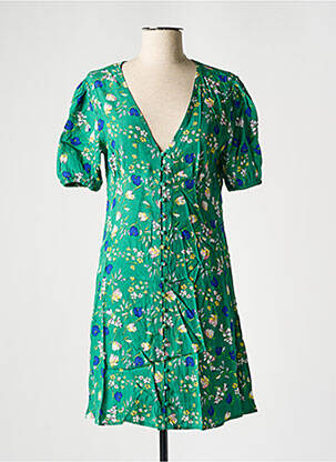 Robe courte imprimé fleurs manches courtes vert SCHOOL RAG femme