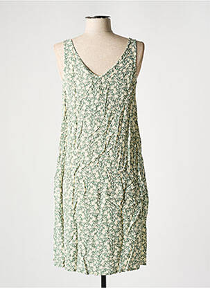 Robe mi-longue imprimé fleurs sans manche vert YERSE femme