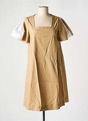 Robe mi-longue manches courtes manches courtes beige MARIA BELLENTANI femme