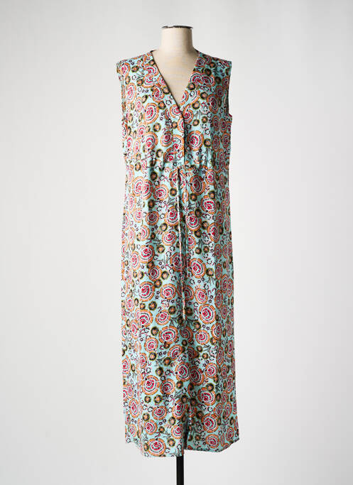 Robe longue imprimé fleurs sans manche bleu SIGNE NATURE femme