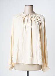 Blouse poignets boutonnés avec fente manches longues beige YAYA femme