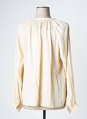 Blouse poignets boutonnés avec fente manches longues beige YAYA femme