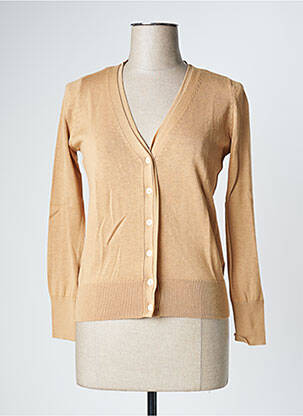 Gilet manches longues resserrée sur le bas beige YAYA femme