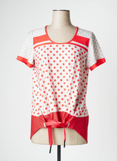 Top manches courtes manches courtes rouge POUPEE CHIC femme