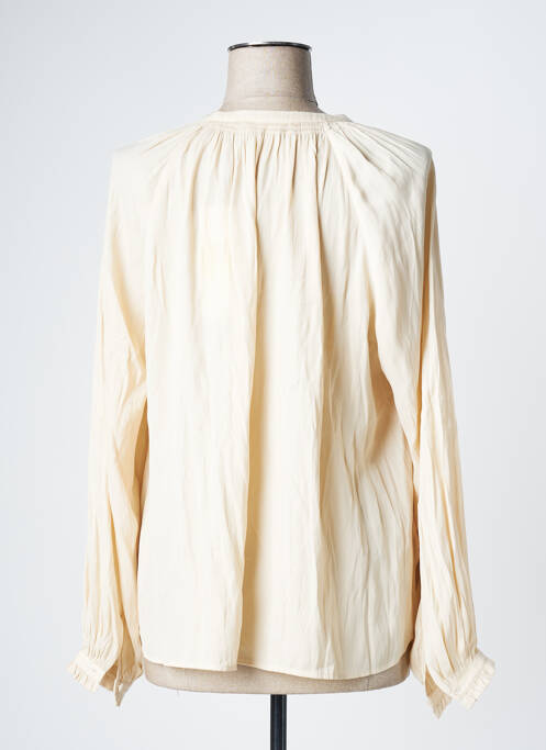 Blouse poignets boutonnés avec fente manches longues beige YAYA femme