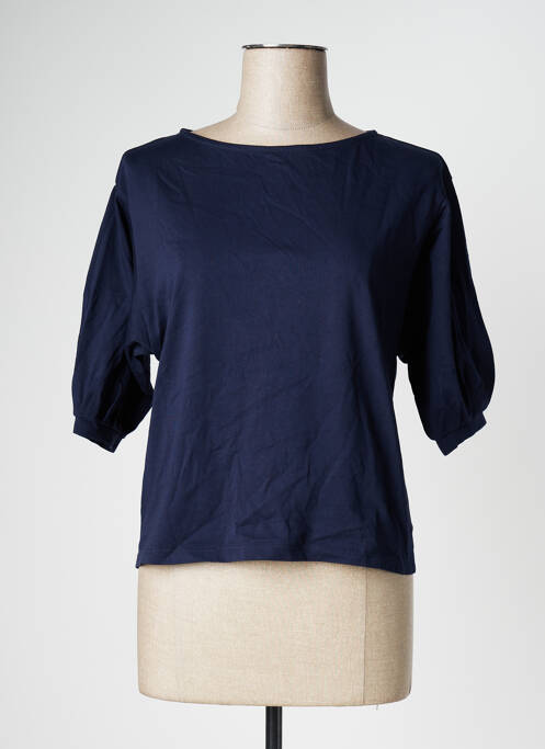T-shirt coupe cintrée manches 3/4 bleu LA FEE MARABOUTEE femme