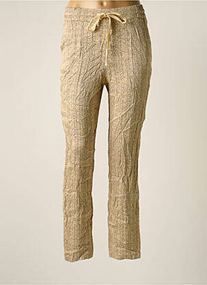 Pantalon slim taille élastique taille haute beige YAYA femme