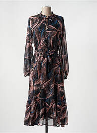 Robe mi-longue coupe fluide manches longues noir MOLLY BRACKEN femme