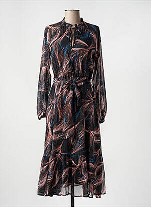 Robe mi-longue coupe fluide manches longues noir MOLLY BRACKEN femme