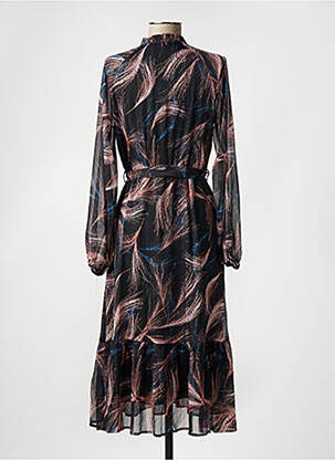 Robe mi-longue coupe fluide manches longues noir MOLLY BRACKEN femme