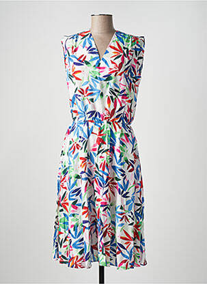 Robe mi-longue imprimé fleurs manches courtes bleu MOLLY BRACKEN femme