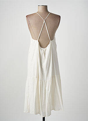 Robe mi-longue tissage crêpe fines bretelles blanc MOLLY BRACKEN femme