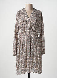 Robe mi-longue coupe fluide manches longues beige MOLLY BRACKEN femme