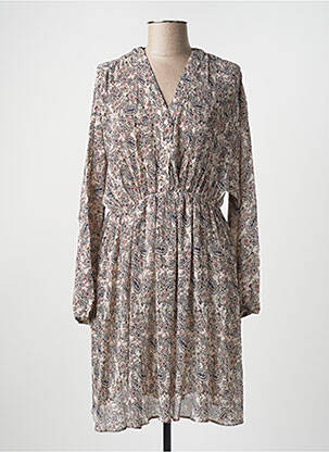 Robe mi-longue manches longues manches longues beige MOLLY BRACKEN femme