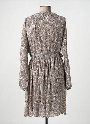 Robe mi-longue coupe fluide manches longues beige MOLLY BRACKEN femme