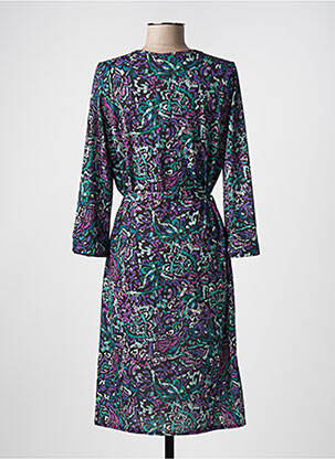 Robe mi-longue imprimé fantaisie manches longues violet DIANE LAURY femme
