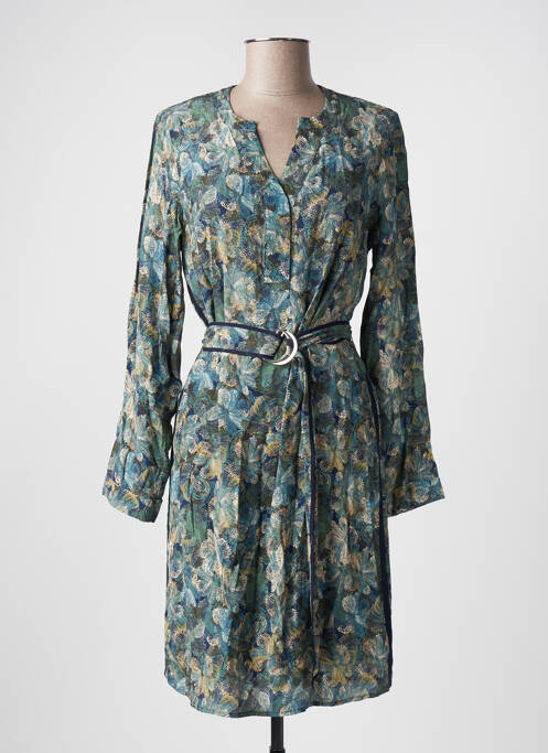 Robe mi-longue imprimé fantaisie manches longues vert JULIE GUERLANDE femme