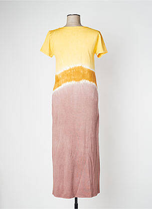 Robe longue manches courtes manches courtes marron DROLATIC femme