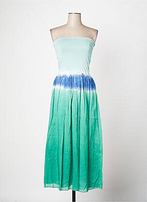 Robe longue coupe évasée sans manche vert DROLATIC femme