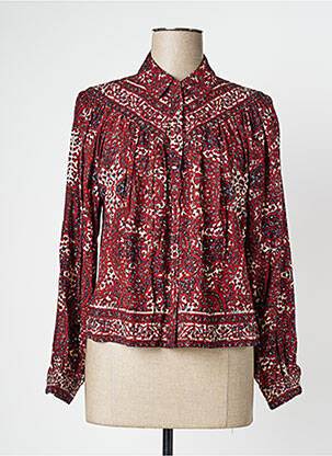 Chemisier imprimé fantaisie manches longues rouge IDANO femme