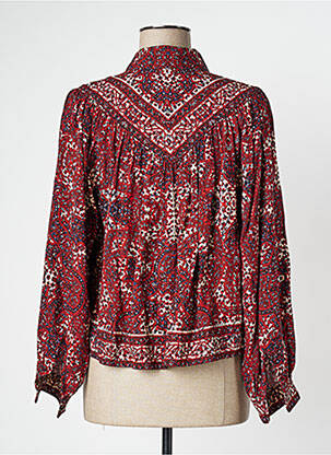 Chemisier imprimé fantaisie manches longues rouge IDANO femme