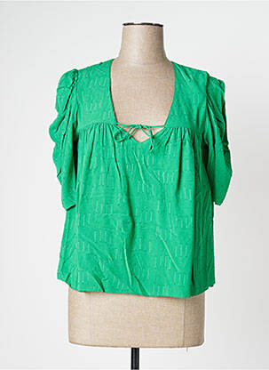 Blouse col v manches courtes vert IDANO femme